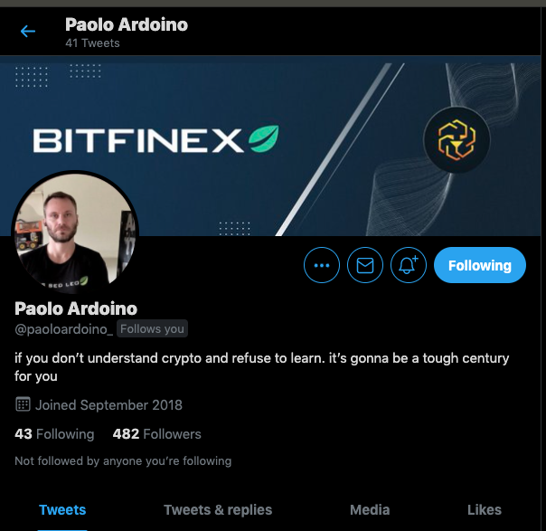 giannigenovesi's tweet photo. To people following @paoloardoino the real one profile. This is a WARNING for the SCAM FAKE PROFILE @paoloardoino_ (with the trailing underscore)
Be aware and REPORT this one please! https://t.co/53EV9fznP7