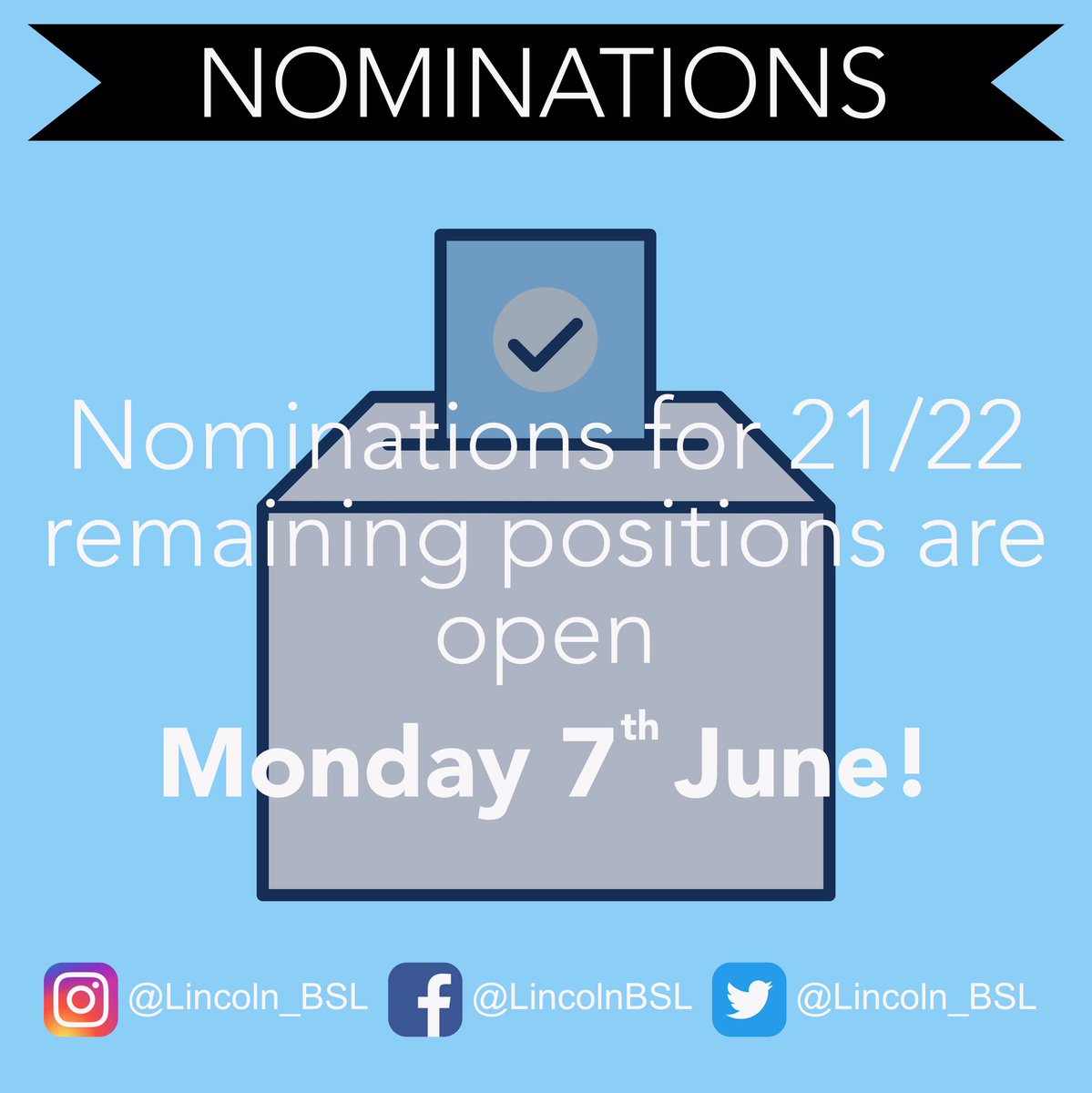 Bye-elections are open 🥳

You can nominate yourself for one of our 7 committee positions for the next academic year!!

BSL qualifications are not required and all committee members will receive complete a qualification ahead of their role 😊

Any questions just ask!!!