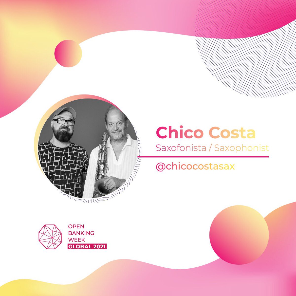 somos_ox's tweet image. 8/6 - Chico Costa, Saxophonist from the duo “Canções sem Letras” #OpenBankingWeek