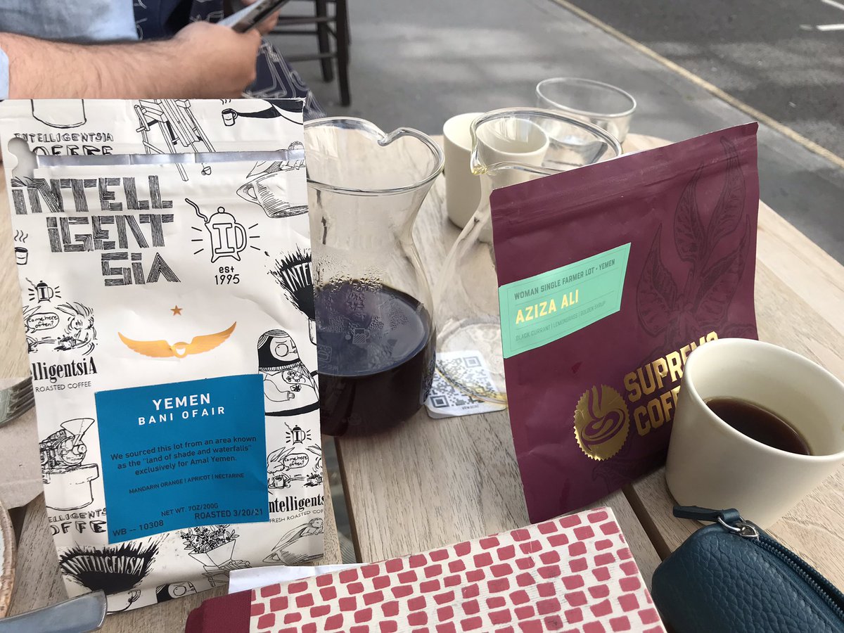 Enjoying two Yemeni coffees at <a href="/PrufrockCoffee/">Prufrock Coffee</a> 
Really tasty!!