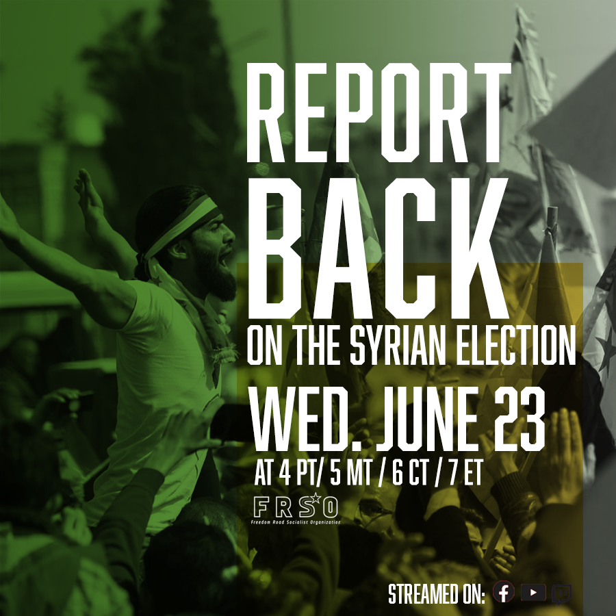 freedomroadorg's tweet photo. Recently, two of our comrades joined a group of organizers, activists, and human rights advocates in Syria to witness the 2021 election. They've just returned and they have some incredible stories to report back!
#Syria #ReportBack #FRSOInAction #WorkersWorld https://t.co/2DljqNQkDi