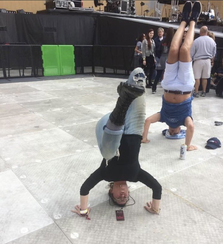gillie's tweet photo. That time 4 years ago I did a headstand in the (Red) Zone before the @U2 show... #u2joshuatree2017 https://t.co/wrwiVqReBh