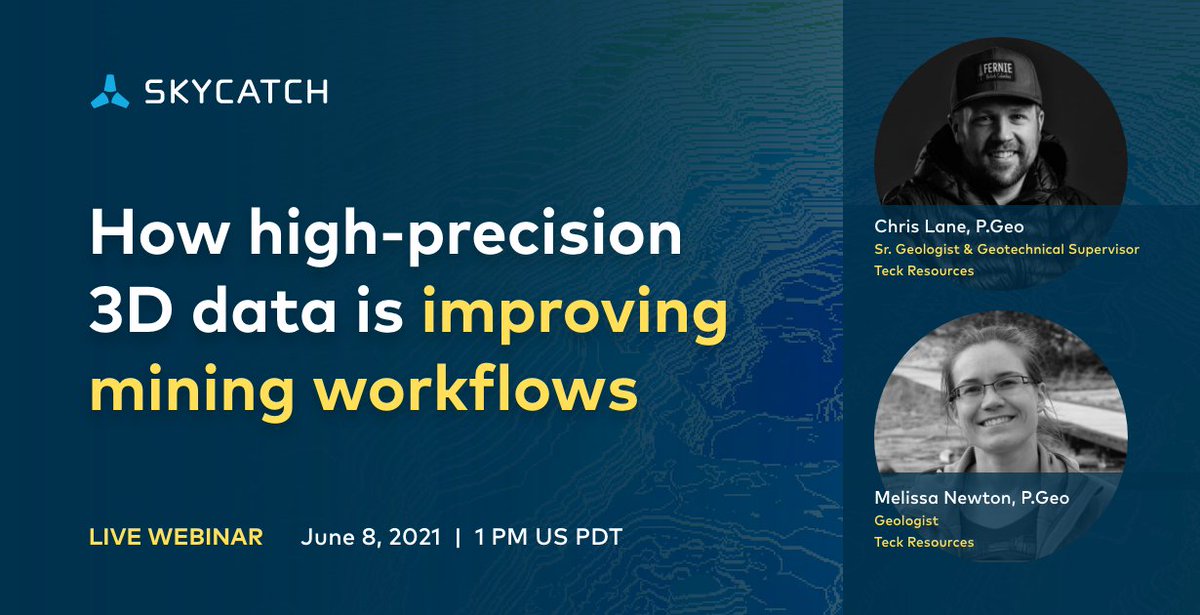 skycatch's tweet photo. Happening tomorrow June 8 at 1PM PDT! Listen in as our panel of #geologists and #geotechs discuss how 3D data captured by mine #surveyors is helping them to better identify resources and faults for their pit planning. See you there! https://t.co/oZvzyLVdlU https://t.co/QC74qVnvq4