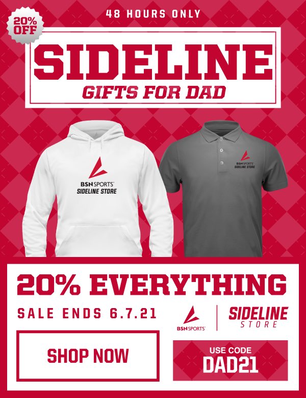 Still need a gift for Father’s Day? Look no further! 
Get 20% off the perfect gift for dad!
Shop now- sideline.bsnsports.com 
#BSNSPORTS #SidelineStore #SpiritWear #FanWear #FanGear #Dad #Father #FathersDay #Gift