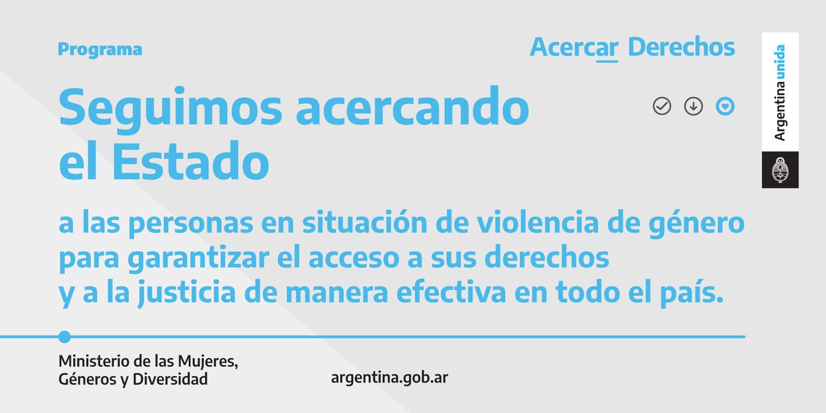 Hace unos días presentamos el Programa Acercar Derechos, una política federal para fortalecer el acceso a derechos de mujeres y LGBTI+ en situación de violencia de género. ⚖️🇦🇷

Te contamos más sobre qué se trata. 👇