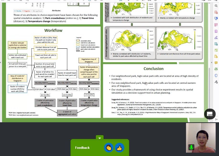 A preference study on urban greenspace in Singapore can be used to plan new park locations. Different locations emerge depending on preferences for heat mitigation, air pollution removal, etc. Nice work by Yanyun Yan #esp21eu