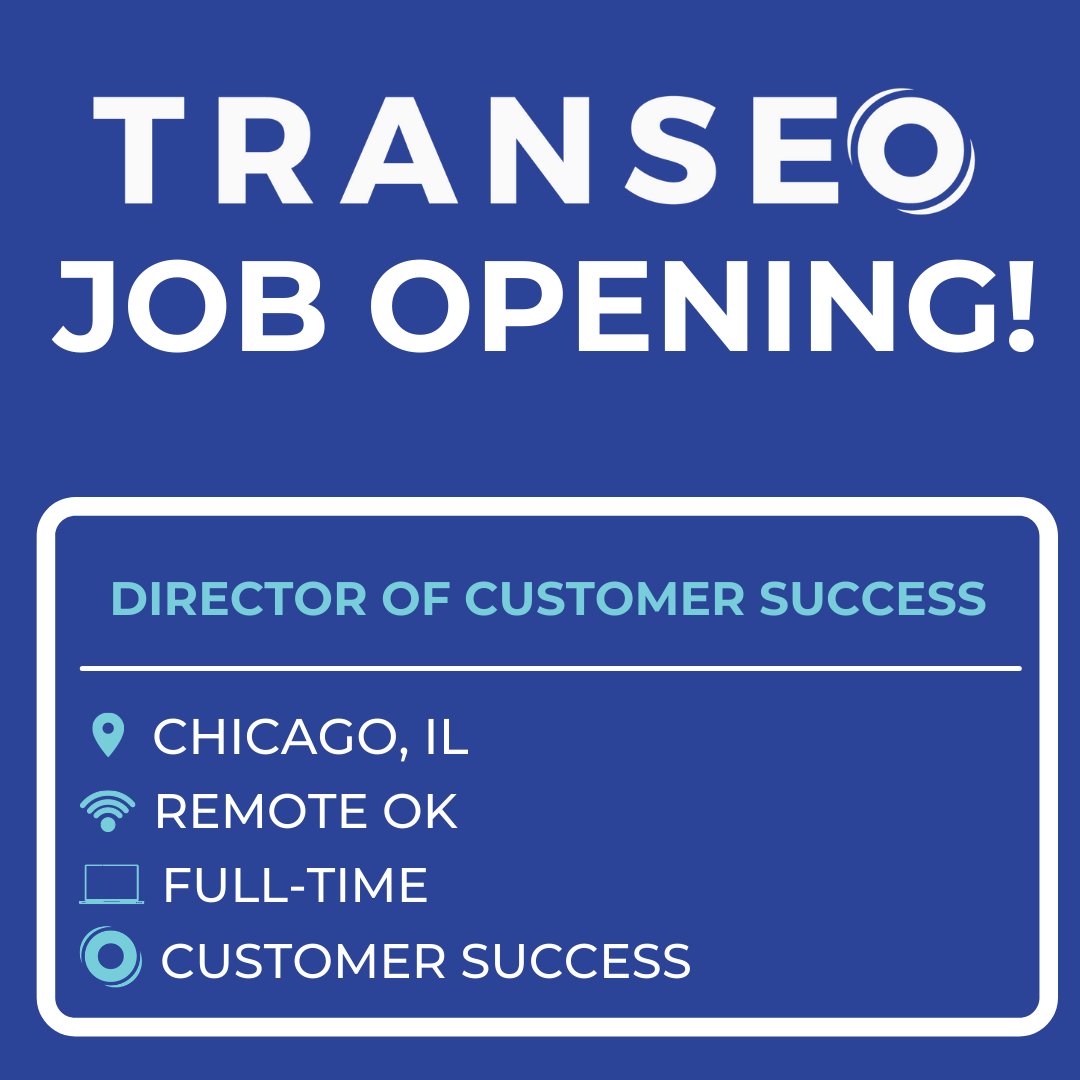 We are hiring! Transeo is looking for an experienced leader in customer success to lead our implementation and support efforts for our fast growing ed tech software company.

Follow this link for more information: lnkd.in/gXz_Sdk