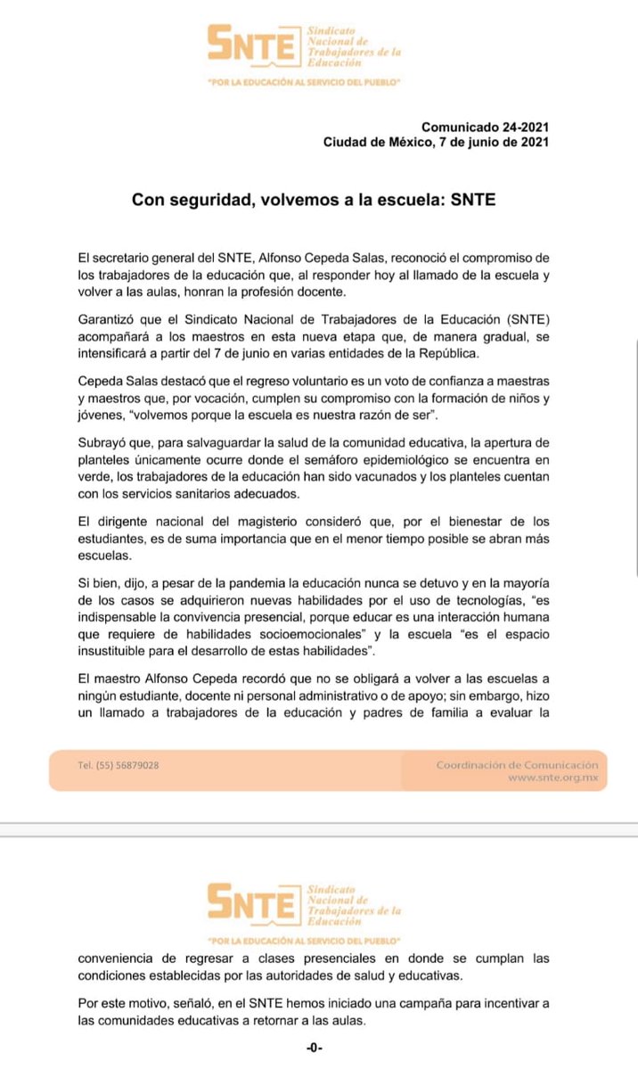 HdzMtra's tweet photo. #SNTEconMéxico 

El secretario general del #SNTE, Alfonso Cepeda Salas, reconoció el compromiso de los trabajadores de la educación que, al responder hoy al llamado de la escuela y volver a las aulas, honran la profesión docente.

#NosVemosEnLaEscuela https://t.co/DLFOnwmwS9