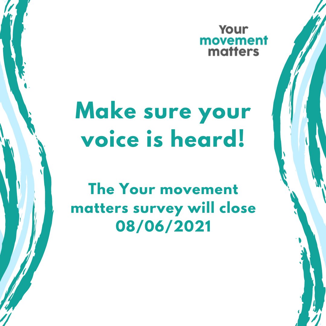 Yourmovementmat's tweet photo. SURVEY CLOSES TOMORROW! CALL TO ACTION.

make sure that your voice gets heard in the Your movement matters project. The results of this survey will have a real impact in driving policy changes and the improvement of opportunities and facilities.

#YourMovementMatters https://t.co/TbNOvu4xCi