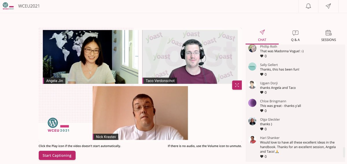 AfshanaDiya's tweet photo. Need some ideas to make your event more engaging? @AngelaSJin &amp; @TacoVerdo sharing some cool ice-breakers &amp; energisers for online events during their session at @WCEurope 2021!  

P.S. It included some dance move too!💃😜

#WCEU21 #ECEU #WordCamp #WordPress https://t.co/sgH4ascxhc