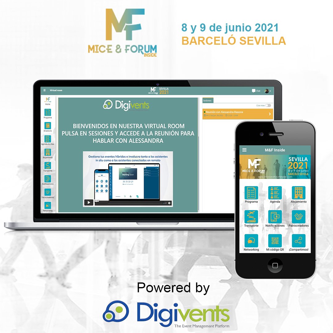 DigiventsES's tweet photo. Mañana vuelve el #MiceandForumInside en Sevilla.
El sector MICE se reactiva y una vez más Digivents será su partner tecnológico. 📱💻¡Orgullosos de contribuir a la reactivación de nuestro sector!
#MICE #EventAPP #VirtualRoom #EventosPresenciales #EventosVirtuales #EventosHíbridos https://t.co/eks9EOxTyX