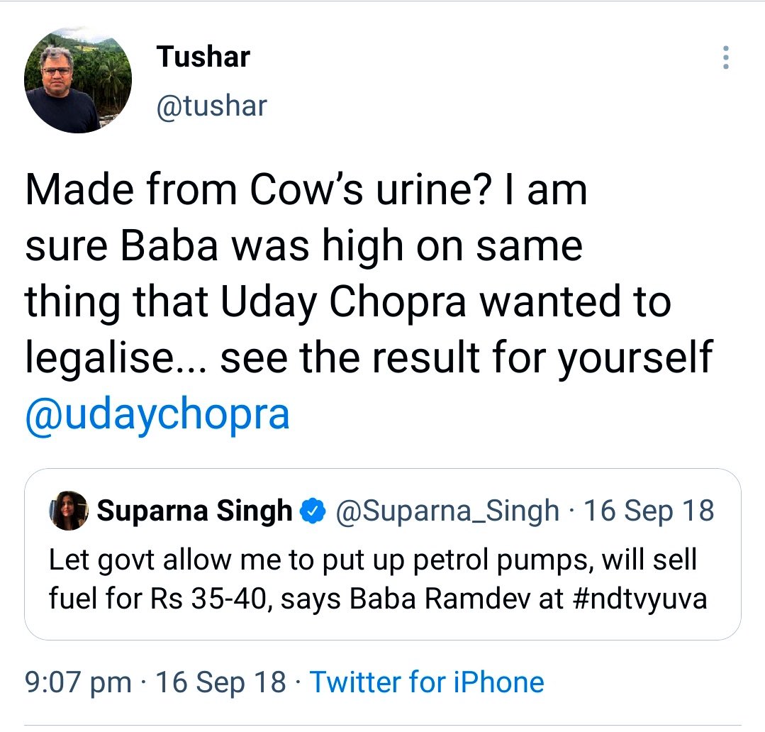 AapGhumaKeLeL0's tweet photo. Meet @tushar.... Rabid Modi hater... Pulwama’s Adil Dar style Gaumutra jibe liberal.
Now @ChouhanShivraj ji’s media advisor! Please wish him luck guys. 🙏
Har shaakh pe ullu & all that jazz... 👏👌 https://t.co/ZzMCKMDhwN