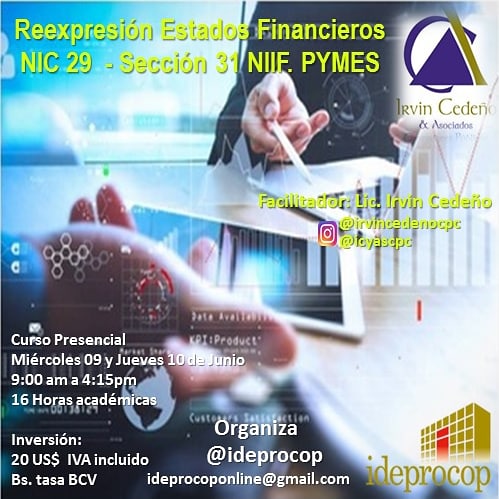 irvincedenocpc's tweet photo. Curso Presencial! Para más información @ideprocop ideprocoponline@gmail.com

#reexpresión
#estadosfinancieros
#nic29
#seccion31
 #niifpymes
#contabilidad 
#presencial https://t.co/FIICcKXSUI