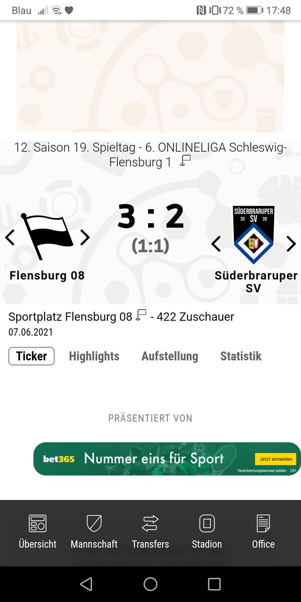 Leider verlieren wir das Spiel. 1 Punkt wäre drin gewesen. Kopf hoch und weiter geht's