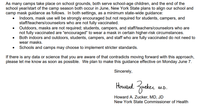 JoeSpectorNY's tweet photo. "There was no confusion with the schools," Cuomo says. 

Cuomo said Zucker's letter said a decision would be made Monday.

Except Zucker's letter Friday said: "We plan to make this guidance effective on Monday June 7." https://t.co/kt3Up5rt2P