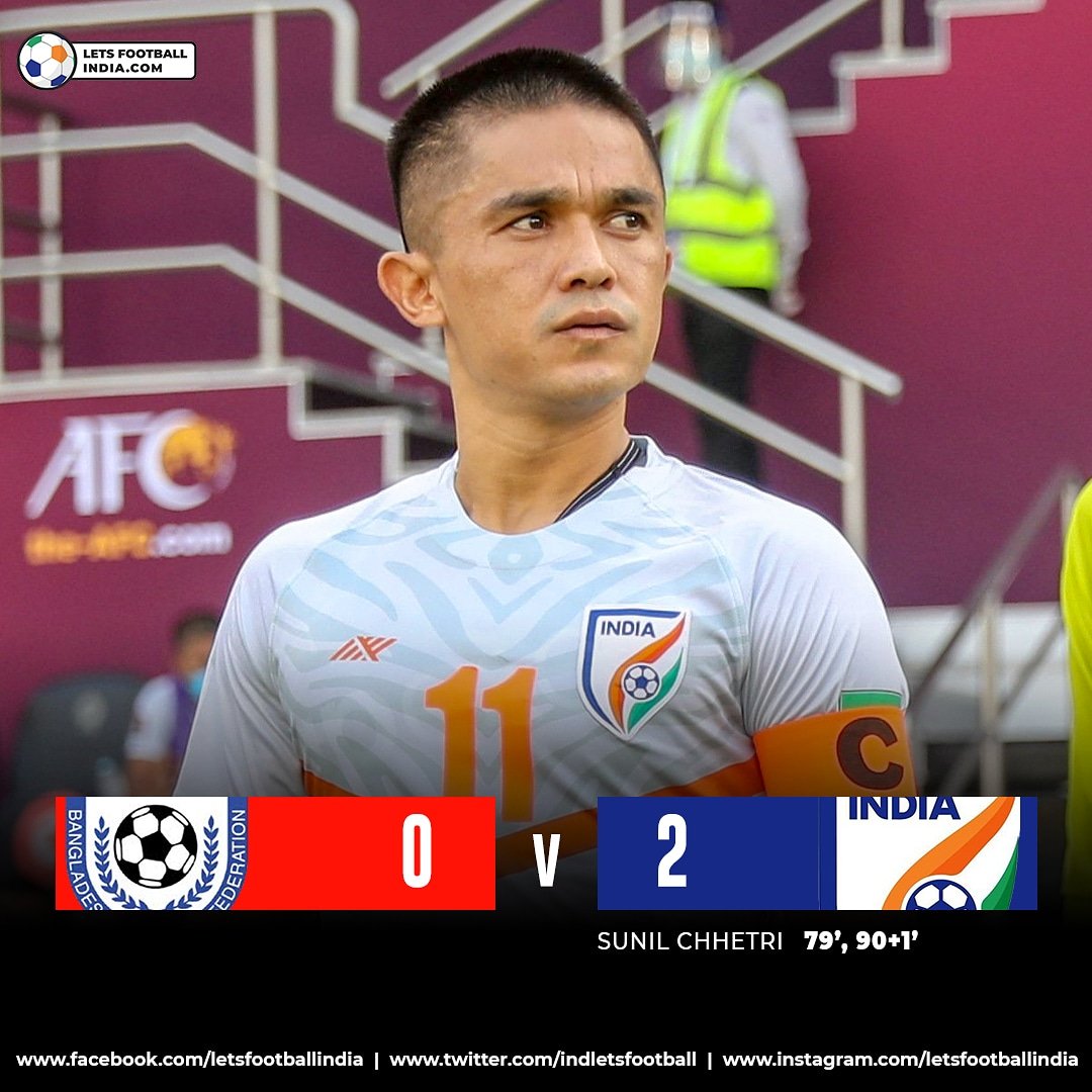 indletsfootball's tweet photo. Captain Fantastic @chetrisunil11 gets India the 3pts, which end India' 2 years winless run. 😍
.
.
.
#letsfootball #indianfootball #WCQ #BANIND #Backtheblue #indianfootballforwardtogether https://t.co/hvIikenuaV
