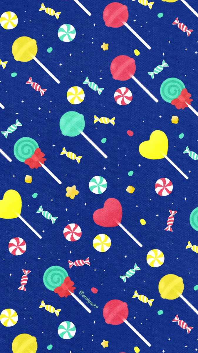 Omiyu お返事遅くなります 飴ちゃんな壁紙 Illust Illustration 壁紙 イラスト Iphone壁紙 キャンディ 飴 食べ物 Candy Lollipop