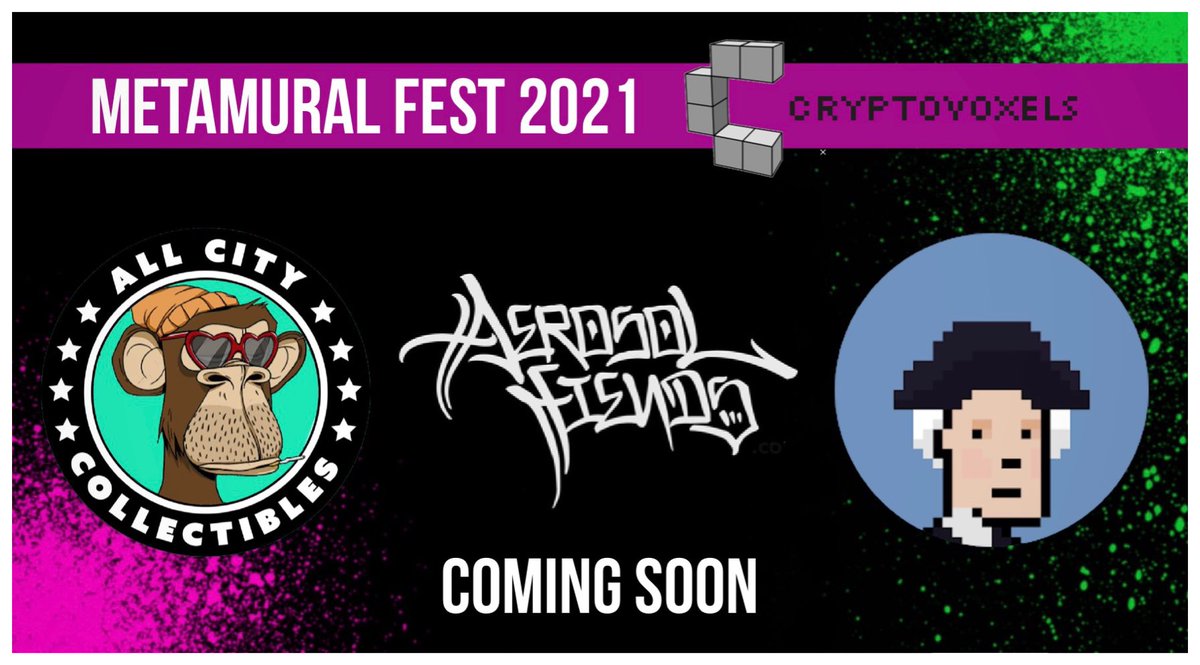 <a href="/ACCollectibles/">Cam</a> and @CryptoKingD are proud to announce that our friends at Aerosol Fiends are now official sponsors of the world’s first multi-parcel graffiti mural fest taking place in the <a href="/cryptovoxels/">Voxels</a> metaverse🔥🔥

Give their Instagram a follow at:

instagram.com/_aerosolfiends…