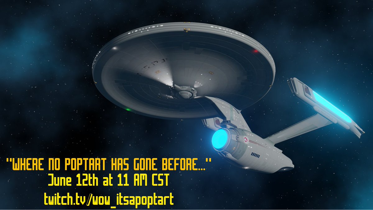 Captains Log: This Saturday, Stardate 47634.44, <a href="/ssteelrat44/">SSTEELRAT</a> will be joining me for some Star Trek: Online as I cosplay Captain Kirk!

Thanks, <a href="/AnzKnight/">Knight Shepherd 🇦🇺</a> for the PROMO!

#twitchstreaming #twitchaffiliate #twitchgaming #twitch #lurkforce #gamer #stream 

twitch.tv/wow_itsapoptart