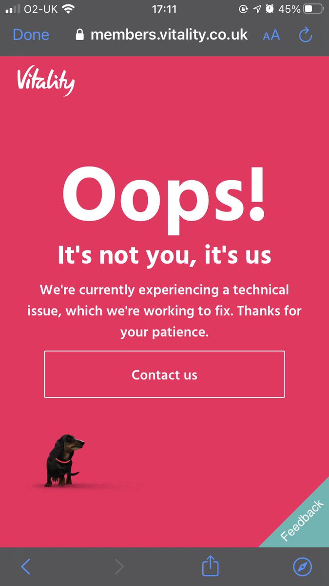JJelver's tweet photo. @Vitality_UK can we help get you back online  ? It’s been a few days I haven’t been able to access my account. Feel free to DM me and we can see if we can help https://t.co/IeFooN9pex