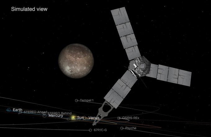 screen shot of app simulating spacecraft's position near ganymede