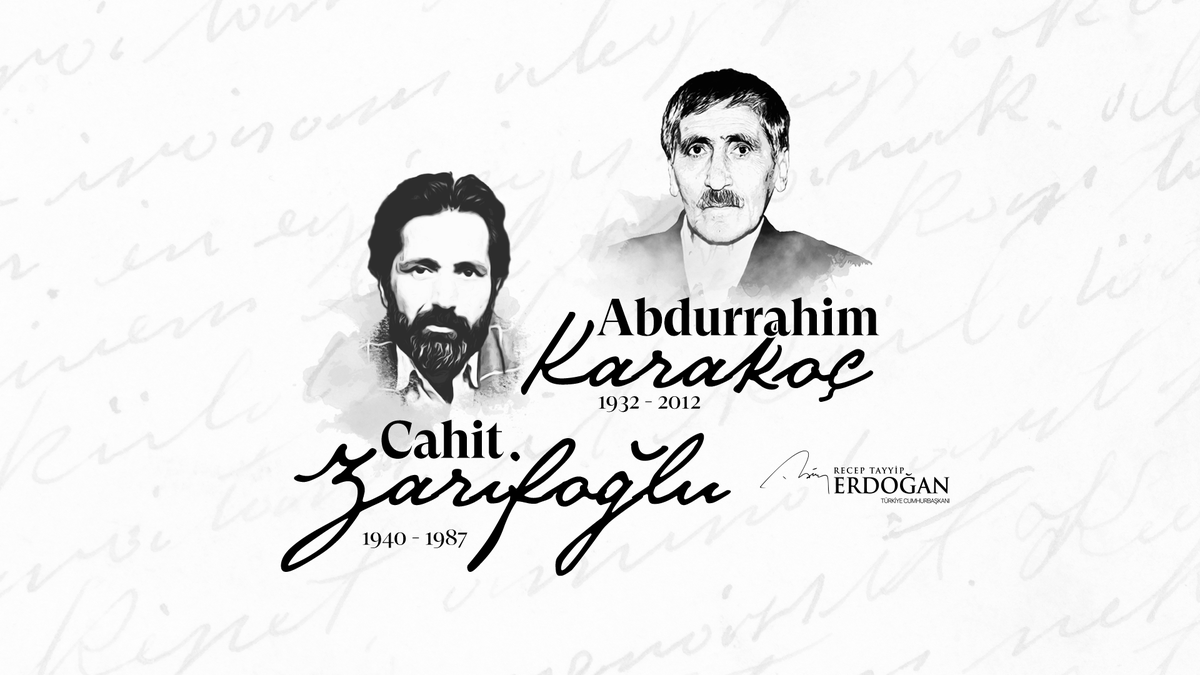 Edebiyatımızın eşsiz şahsiyetleri, büyük sevdaların, büyük davaların şairleri #AbdurrahimKarakoç ve #CahitZarifoğlu’nu vefatlarının yıl dönümünde rahmetle yâd ediyorum.