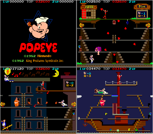 ThePatriot1378's tweet photo. popeye is a 1982 arcade platform game developed and released by nintendo. unlike most platform games. the player cannot jump. the only button is "punch." the game was licensed by atari for exclusive release in the united kingdom and ireland in an atari-designed cabinet. https://t.co/VfcchU4SyH