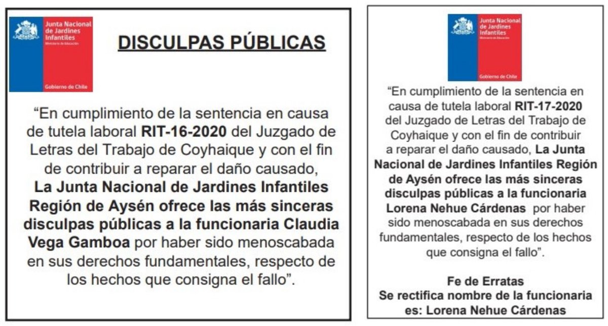 ajunjinacional's tweet photo. 📰 #Información 🕵️♀️ | Se publicaron disculpas públicas a funcionarias de JUNJI de Aysén debido a vulneración a sus derechos fundamentales
#DerechosFundamentales #TutelaLaboral #AJUNI
➡️https://t.co/JUl67boERO https://t.co/zdDi59JgVC