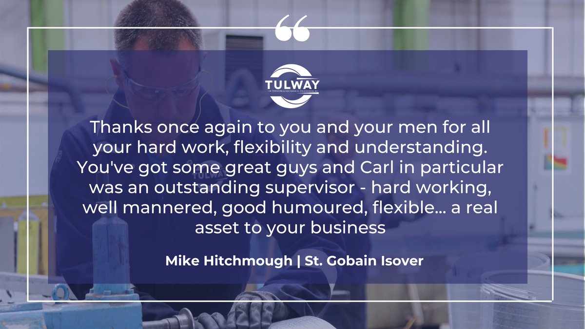 tulwayengineers's tweet image. Take a look at what our clients say... don&apos;t just take our word for it 🔊 Thank you Mike Hitchmough for your kind words and continued support. We look forward to working with you again soon.

#mechanicalengineering #pipeworkfabrication #pipeworkinstallation