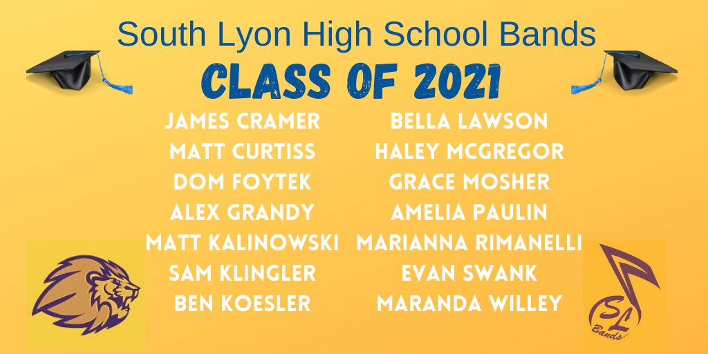 Congrats to the <a href="/SouthLyonHS/">South Lyon HS</a> Band Seniors of 2021! #eyeswithpride