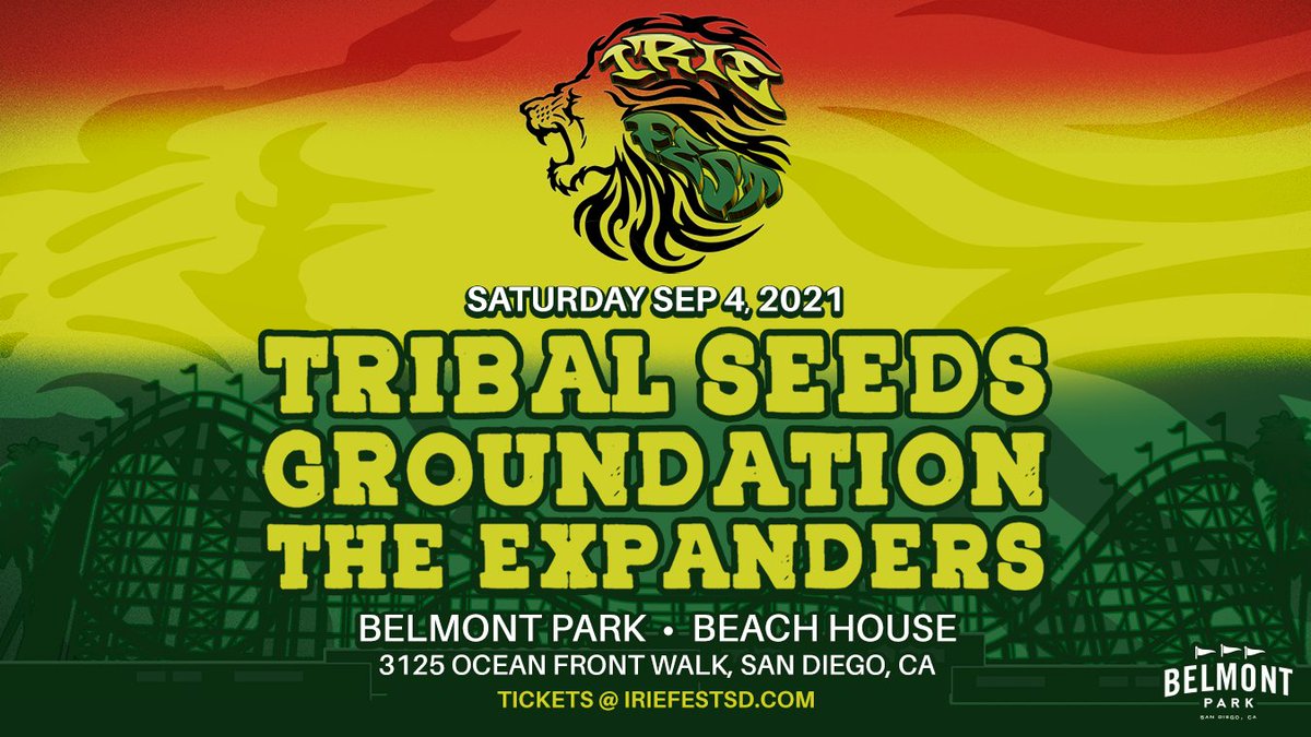 Irie Fest San Diego (@iriefestsd) on Twitter photo SAN DIEGO!! We're bringing LIVE Reggae music to the beach again! Feat <a href="/TribalSeeds/">Tribal Seeds</a> <a href="/Groundation707/">Groundation Music</a> & <a href="/TheExpanders/">The Expanders</a> live at the Beach House in <a href="/belmontparksd/">Belmont Park</a>! Sat 9/4. Tix on sale now! iriefestsd.com SAN DIEGO!! We're bringing LIVE Reggae music to the beach again! Feat <a href="/TribalSeeds/">Tribal Seeds</a> <a href="/Groundation707/">Groundation Music</a> & <a href="/TheExpanders/">The Expanders</a> live at the Beach House in <a href="/belmontparksd/">Belmont Park</a>! Sat 9/4. Tix on sale now! iriefestsd.com