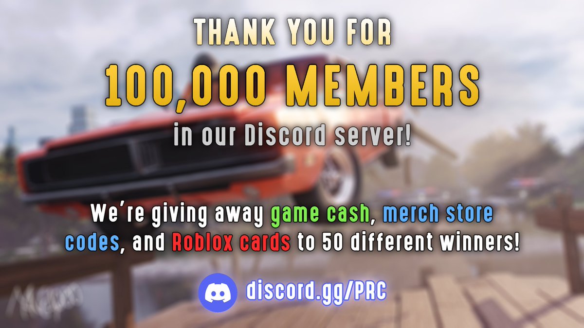 Police Roleplay Community On Twitter Thanks For An Amazing 100k Milestone In Our Discord Server As A Community Reward We Re Giving Away Game Cash Merch Store Codes Roblox Cards To - police codes roblox