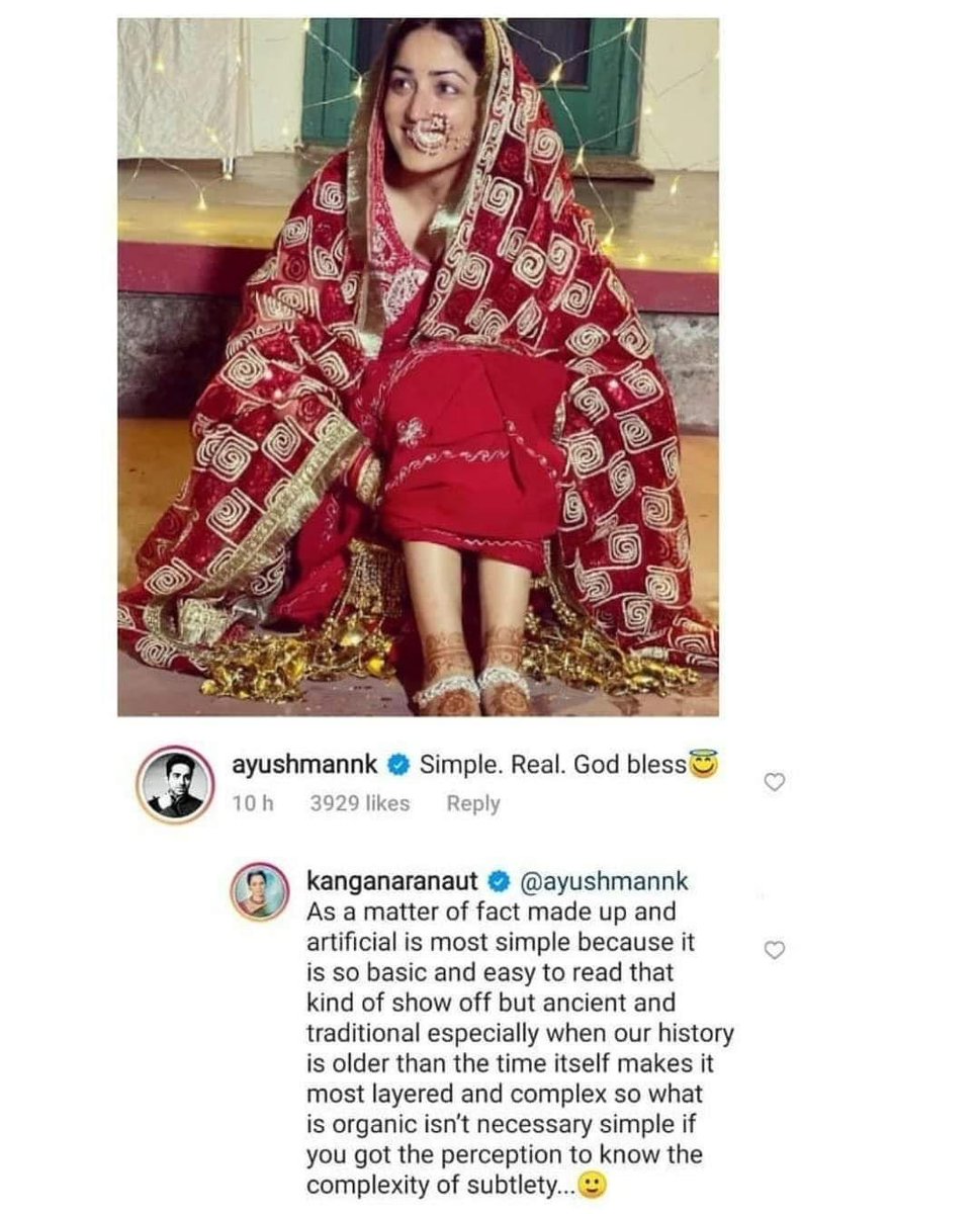 All Ayushman Khurana did was commented on one of the Wedding Pic of Yami Gautam and then Kangana Ranaut happened