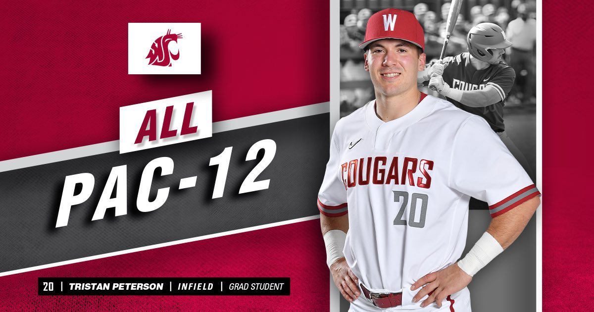 CATS_n_PATS_Fan's tweet photo. Congratulations to former @BaseballCDO Tristan Peterson on being named to the All PAC-12 Baseball Team for his @wsucougarbsb . Way to go "TP". ๐ชโพ๏ธ
#AllPac12 #MLBBound
@tpeterson_28 https://t.co/5Pt6gUhXIj