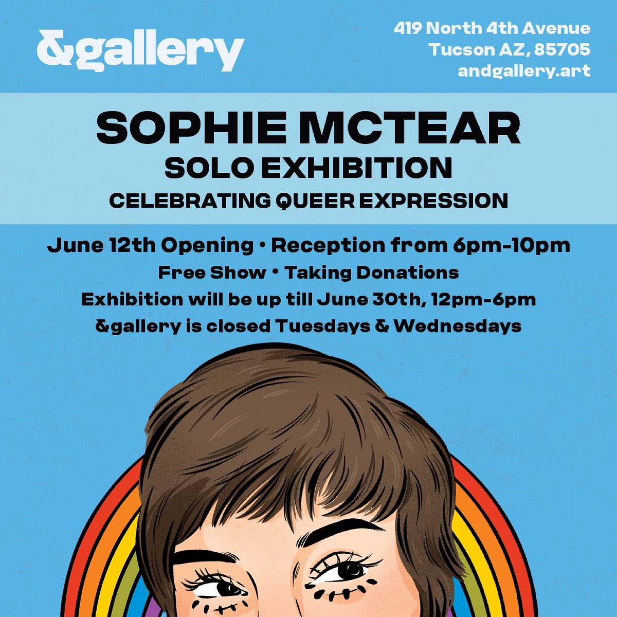 Announcing my biggest Solo Show yet! Join me this Saturday, June 12th from 6-10pm at <a href="/a_n_d_gallery/">&gallery</a> for opening night! And don’t worry — if you can’t make it, the show will be up until the end of the month. 🌈🤩💕