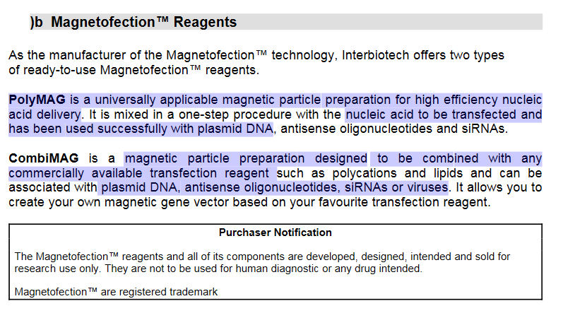 HateTheMachine's tweet image. #Magnetofection is a novel, simple and highly efficientmethod to transfect cells in culture. 
#CombiMAGis a #magnetic  particle preparation  designed to be combined with any commercially 
available transfection reagent such as polycations and #lipids
web.archive.org/web/2019123110…