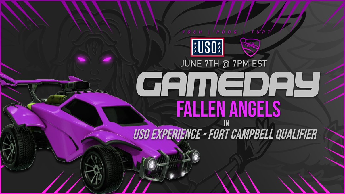 ggFallenAngels's tweet photo. We are 1 hour away from start time! Matches will not be streamed tonight.

Yosh will be playing with stand-in players Turt and Pdog. OrganizedChaos is unable to compete with country regulations.

If FA makes top 8, we will go to the main event.

#RiseOnceMore #USO #RocketLeague https://t.co/iyC5pYLTD2