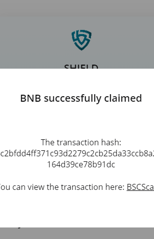 hodlcrypt101's tweet image. SHIELD TOKEN 
another BNB Reward Claimed .
2 days old
#ShieldArmy  #shieldtoken