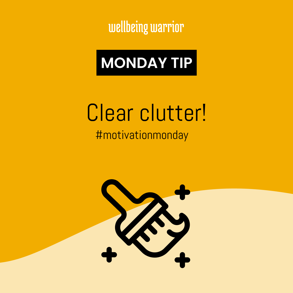 wellbeing_w's tweet photo. This week, our tip to help you improve your productivity is to clear clutter first thing in the morning! 
Just spend 5 minutes cleaning and organizing your desk!

#wellbeingwarrior #connectteams #mondaymotivaton https://t.co/SJAkDi2ME7