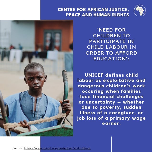 The practice of child labour poses major human rights and socio-economic challenges on a local, regional and international scale.

#childlabour #forcedlabour #labour #Africa #worker #africanchildren #UNICEF #CAJPHR  #CentreforAfrica #RQETeam 
@UNICEF