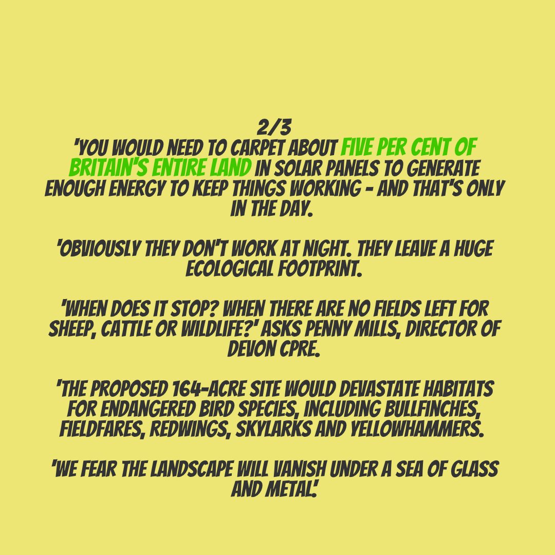 "When does it stop? When there are no fields left for sheep, cattle or wildlife?" asks Penny Mills, director of Devon CPRE. https://bit.ly/34BJ2jj 