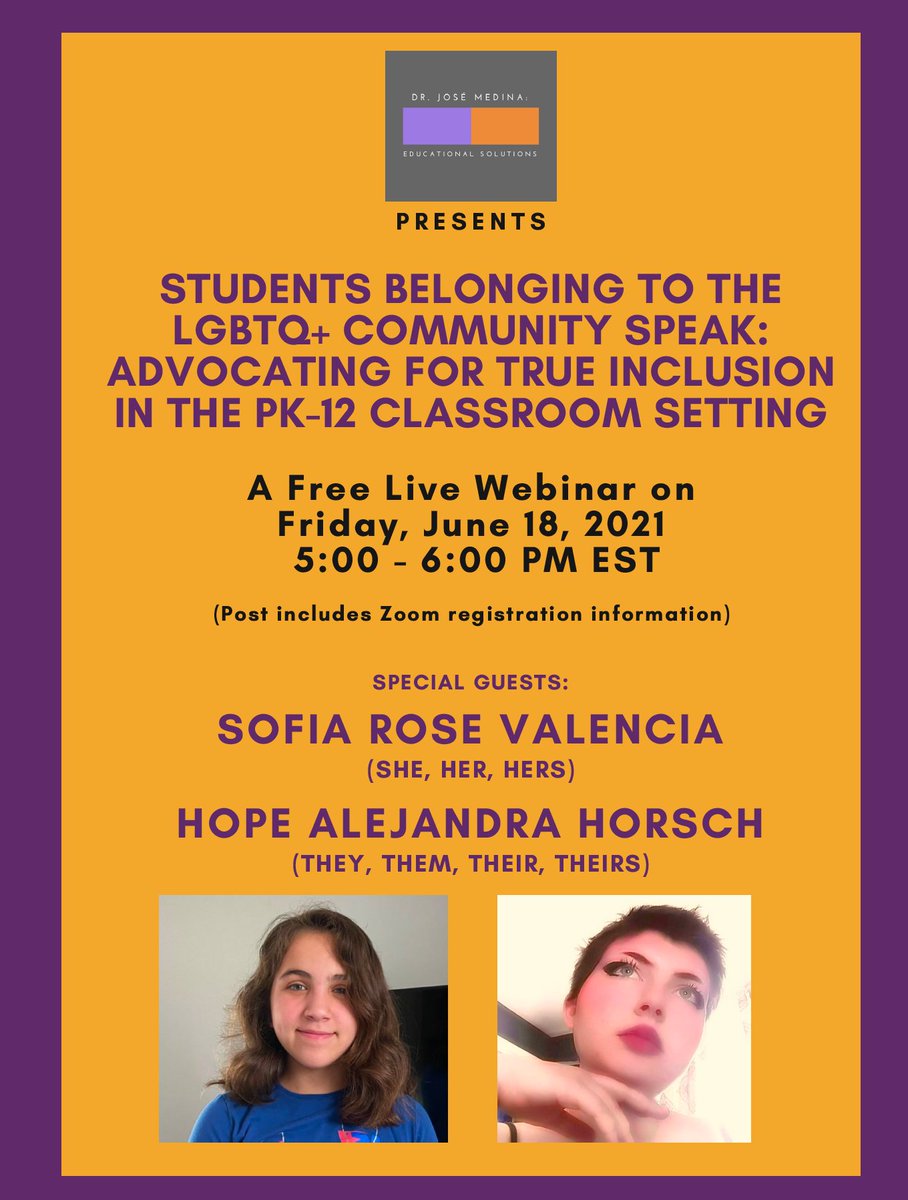 #MedinaMondayMessage: If we are not ACTIVELY dismantling educational systems that OPPRESS students who are a part of the #LGBTQ+ community, we are in fact, a part of that OPPRESSION.  Register in advance to listen to STUDENTS speak directly to educators:
us02web.zoom.us/meeting/regist…