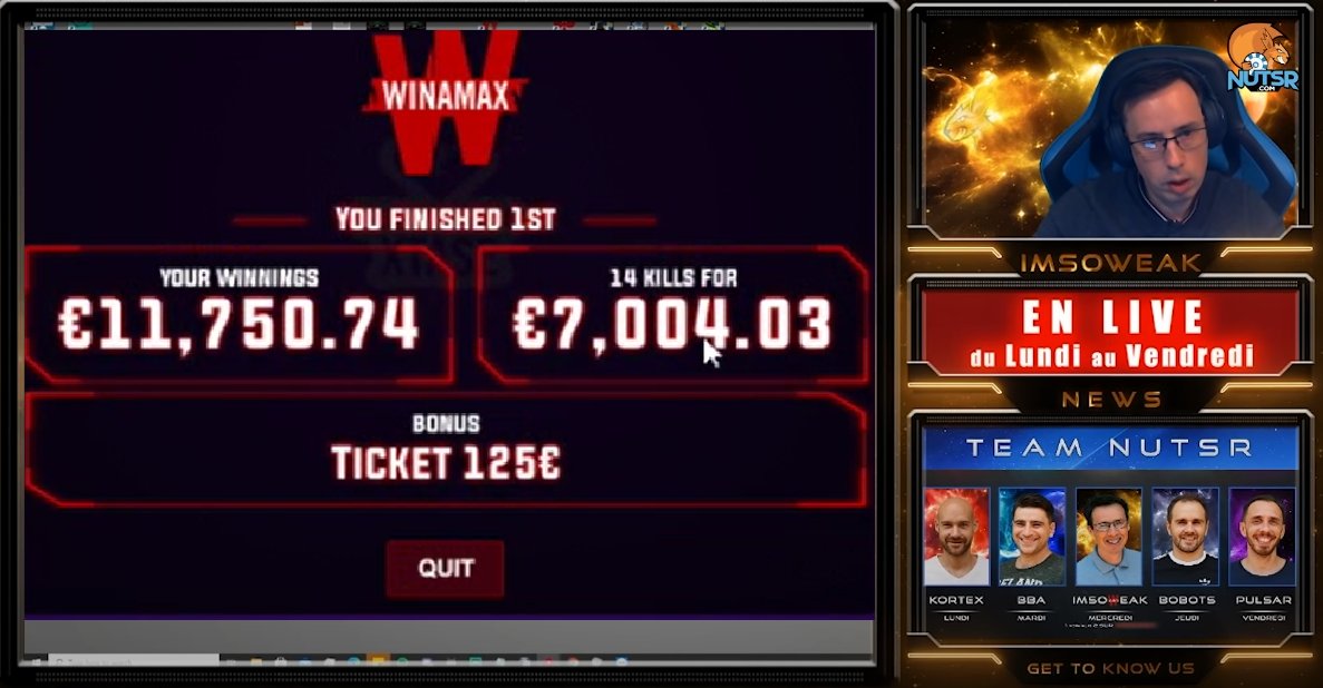 ET c'est la 4eme victoire de l'année 2021 !!! Merci à tous pour m'avoir encouragé hier soir sur le twitch de nutsr. Vous avez participé à ma victoire de l'xtase. On remet ca semaine prochaine avec encore plus de perfs !!!