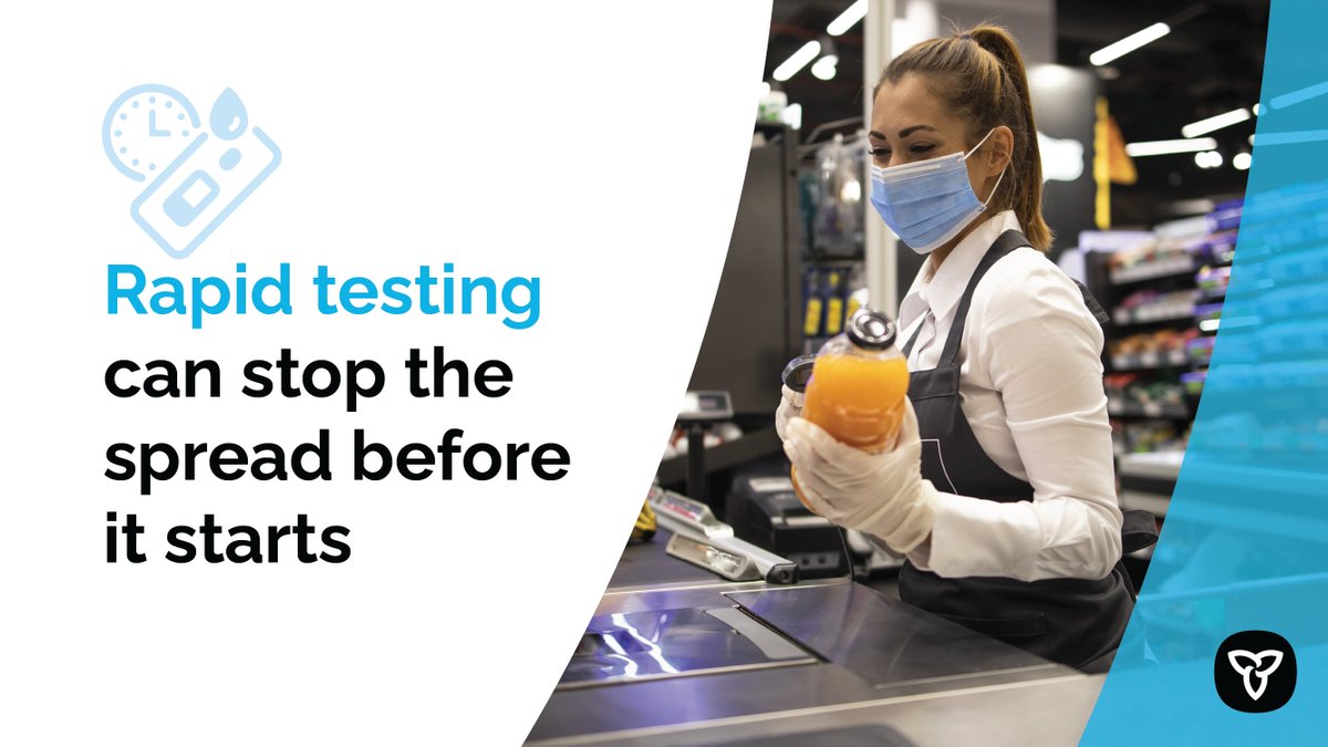 ONeconomy's tweet photo. Rapid tests can help detect asymptomatic cases of #COVID19. Keep your employees safe. Consider Ontario’s COVID-19 Rapid Testing Program as a proactive way to protect against workplace spread. https://t.co/fZb23AIlpT #testONsite https://t.co/FD2ibuD0rK