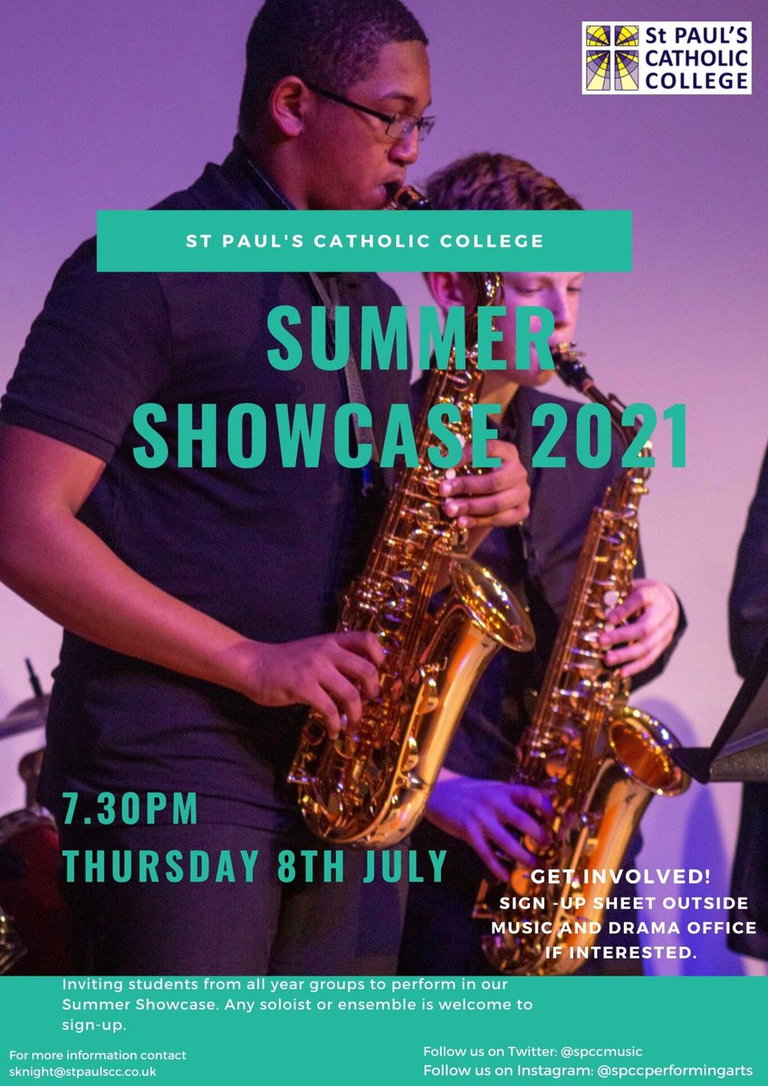So excited to announce our Summer Showcase will take place on Thursday 8th July!! Inviting all students to take part. Sign-up sheet outside the Music and Drama office for all who are interested!! #candomusic #makemusicwork