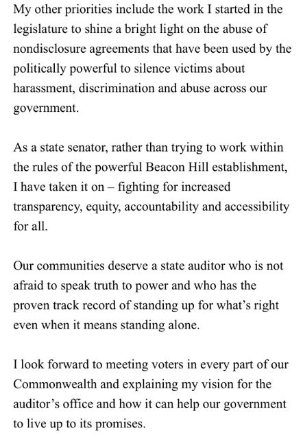 DianaDiZoglio's tweet photo. Some news! Today I’m announcing my candidacy for State Auditor to bring greater transparency and accountability to our government. #mapoli https://t.co/uAgP4Q0ufj