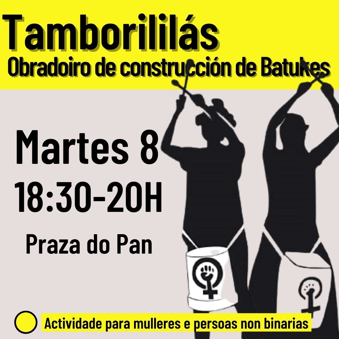 CasaDoMatadoiro's tweet photo. 🟥 Continuamos coa toma das rúas‼️

👉 MARTES 8:

16:00🤼‍♀️ AUTODEFENSA FEMINISTA con Cristy Tojo na Praza do Pan

18:30 🪘 OBRADOIRO DE CONSTRUCIÓN DE BATUKES con Tamborililás na Praza do Pan

20:00 🤸‍♀️CAPOEIRA ANGOLA con Cris Olivera no Parque de Galeras

#NonóPecheDoMatadoiro https://t.co/ZjAGVMK08z