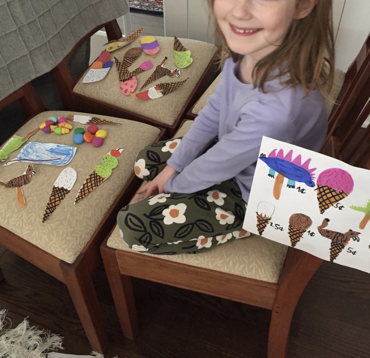 Inspired by <a href="/Author_YTM/">Yolanda T. Marshall</a> Sweet Sorrel Stand, our mini entrepreneurs start their own ice cream truck businesses. One @tdsbvs student included a mango lassi on her menu... my favourite!🍦
Inspo:<a href="/Ms_Clarke7/">Ashley Clarke</a> 
#virtuallearning #kindergarten