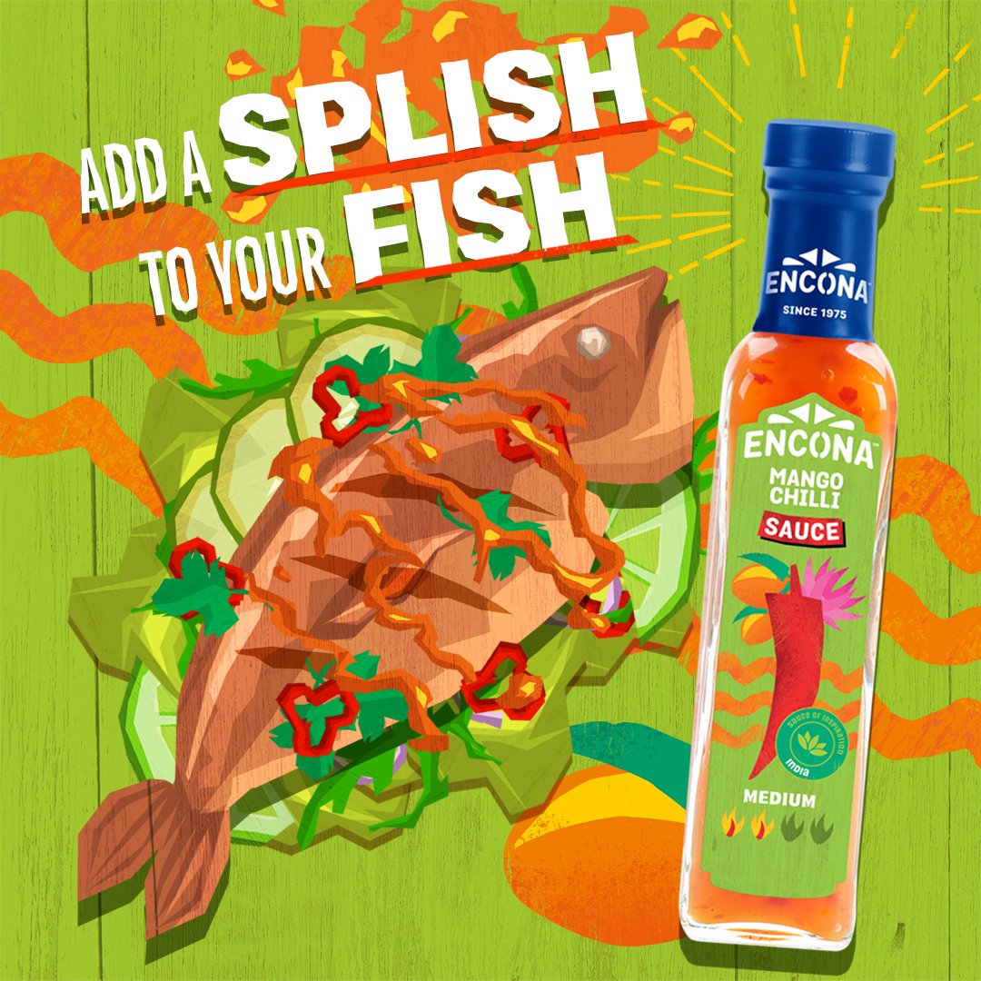EnconaOfficial's tweet photo. Everybody knows one of those people that bathes their food in sauce. 

Tag them so we can applaud them! 

#OwnItEnconaIt #MangoChilli #FishButFruity https://t.co/K5jhKwLkXB