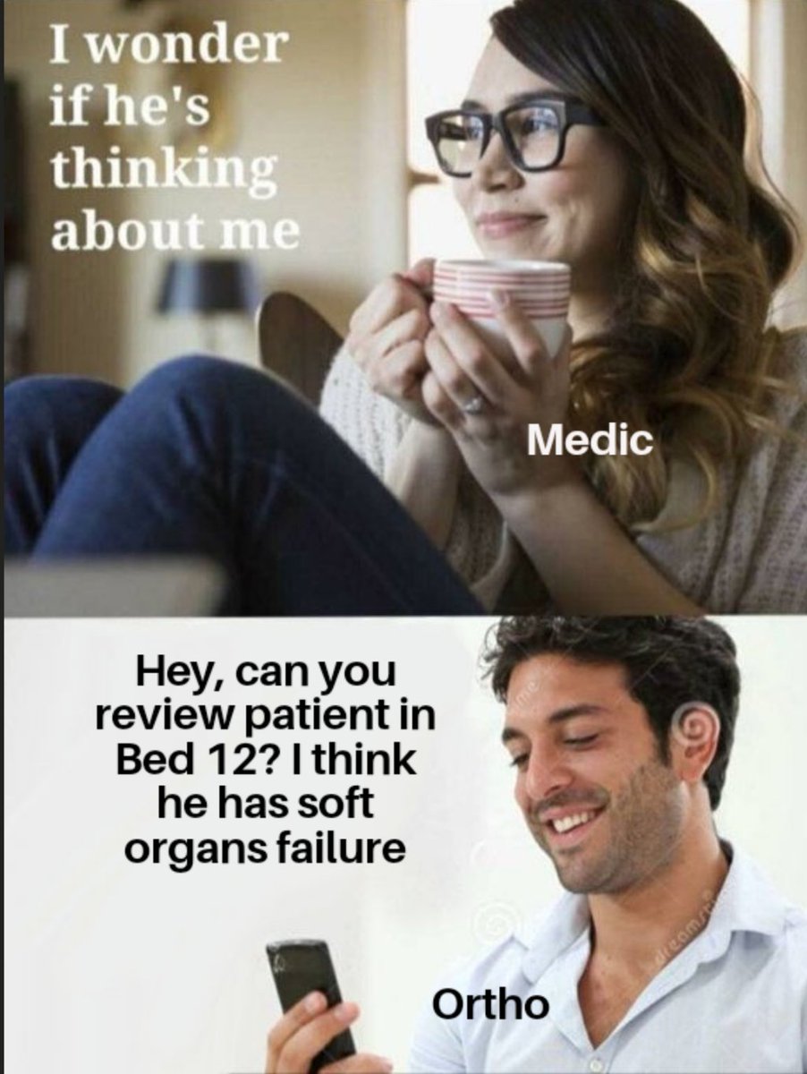 ConsultantMeme's tweet photo. Love the orthopods really #ortho #nhs #medics #hospital #oncall #softorgansfailure https://t.co/BVAvhezX9S